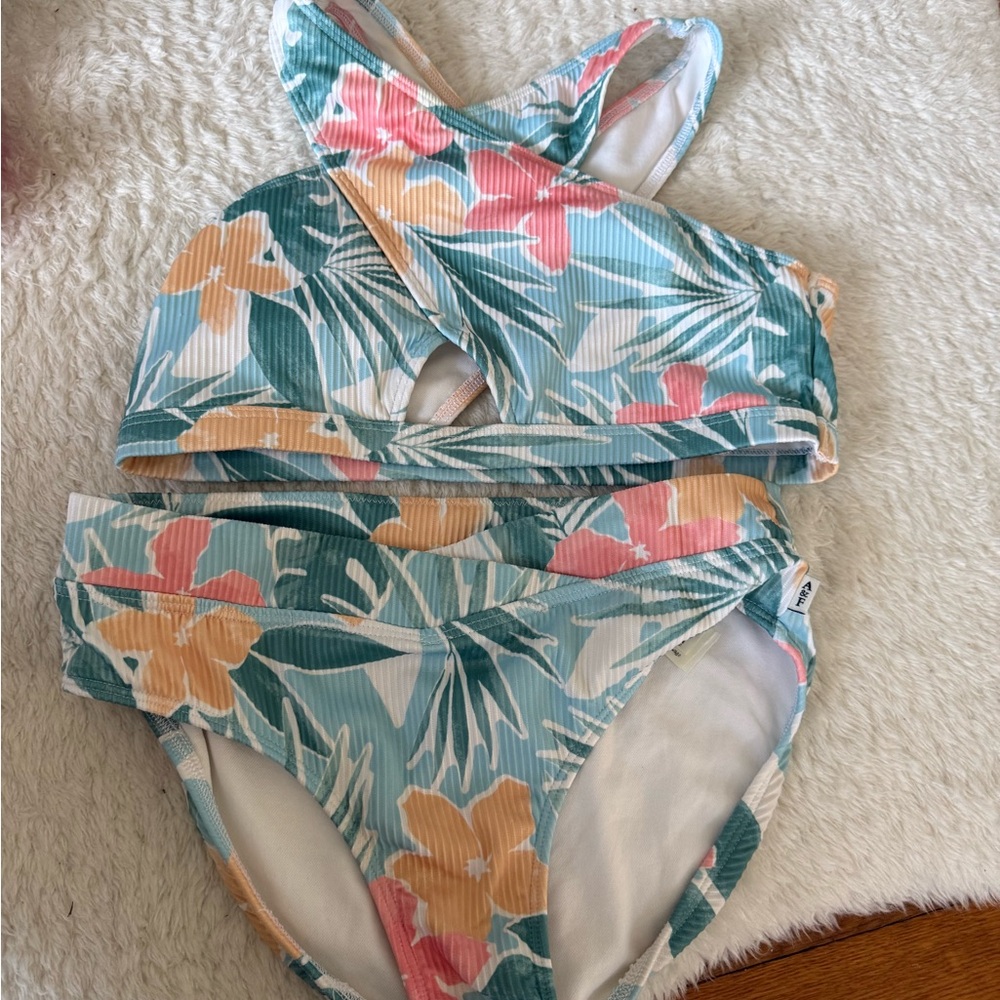 Abercrombie Kids Floral Bikini Set - Blue and Pink